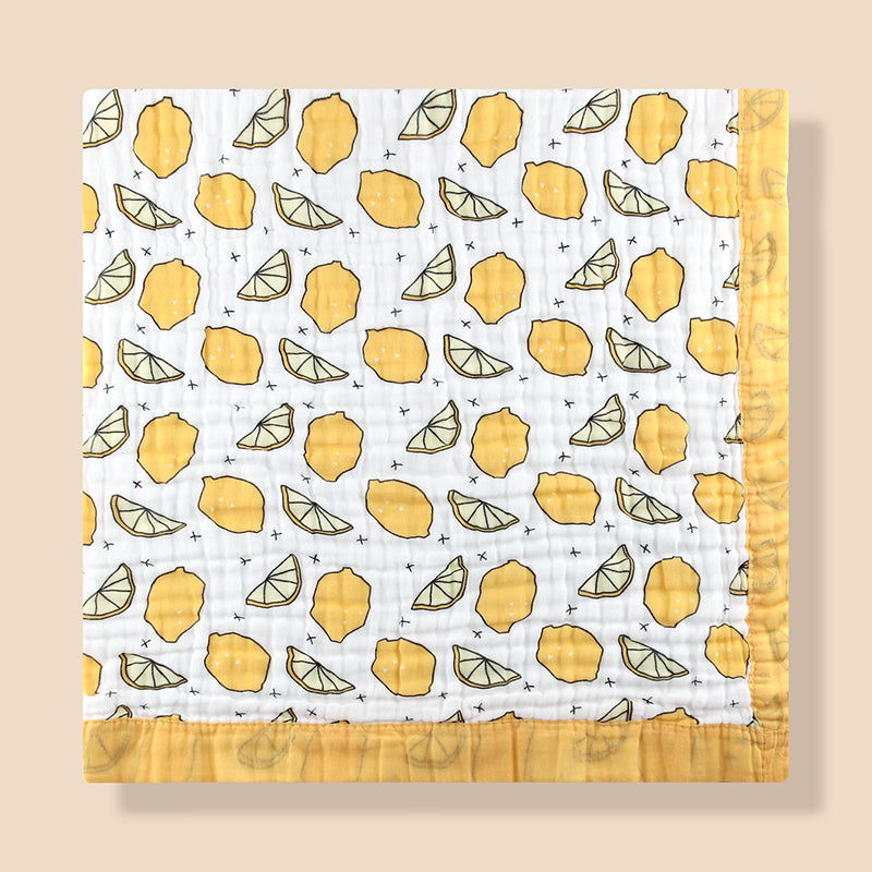 couverture-bebe-SweetToon-coton-jaune-fleuri