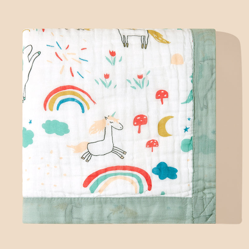 couverture-bebe-SweetToon-coton-vert-blanc-unisexe